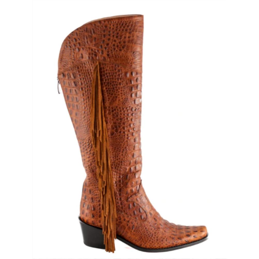 NEW ROCKWELL THARP manchester fringe tall cowboy boot in brown